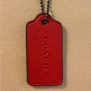Coach Red Pebbled Leather Tag with Black Trim